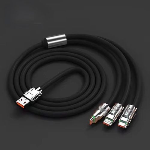 كابل شحن سريع ثلاثي 3 في 1 (النوع-C، Lightning، وMicro USB) كابل شحن ثلاثة فى واحد - كابل شحن 3*1 - كابل مايكرو - كابل ايفون - كابل تايب سى