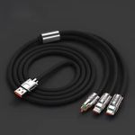 كابل شحن سريع ثلاثي 3 في 1 (النوع-C، Lightning، وMicro USB) كابل شحن ثلاثة فى واحد - كابل شحن 3*1 - كابل مايكرو - كابل ايفون - كابل تايب سى