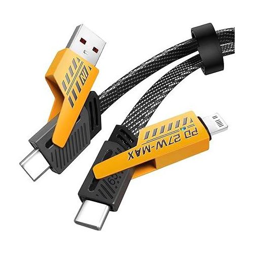 كابل شحن أصلي 4*1 USB A/USB C إلى النوع-C وLightning بقوة شحن سريعة 65 واط