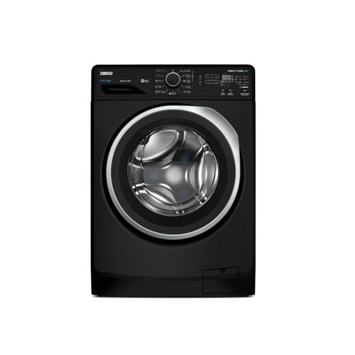 Zanussi ZWF8240BS5 – غسالة أوتوماتيك – 8 كجم – 1200 لفة/دقيقة – رقمية – برامج متعددة – أسود – موتور عادي – باب أسود بحلقة فضية