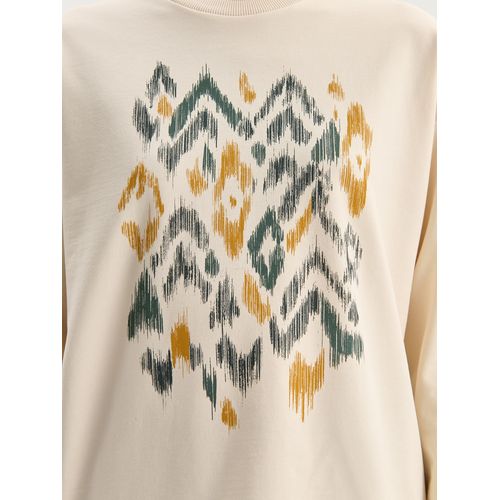 Crew Neck Patterned Women's Sweatshirt