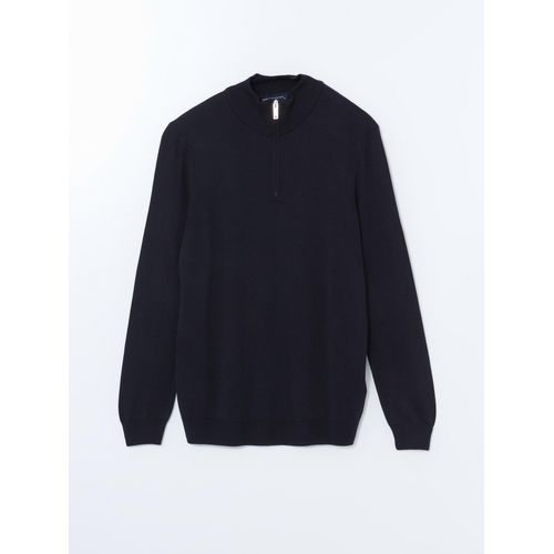 Funnel Neck Long Sleeve Men's Knitwear Sweater