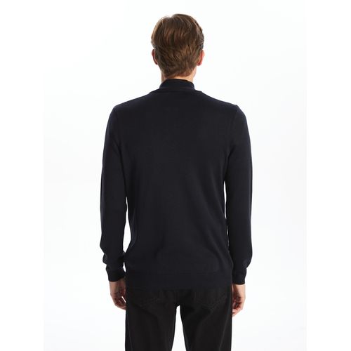 Funnel Neck Long Sleeve Men's Knitwear Sweater