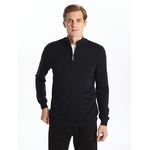 Funnel Neck Long Sleeve Men's Knitwear Sweater