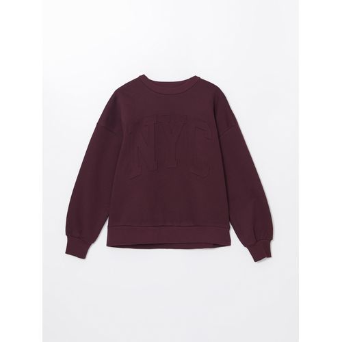 Crew Neck Printed Oversize Women's Thick Sweatshirt