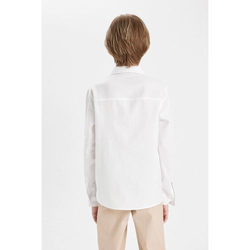 Boy Polo Collar Oxford White School Shirt