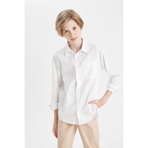 Boy Polo Collar Oxford White School Shirt