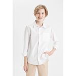 Boy Polo Collar Oxford White School Shirt