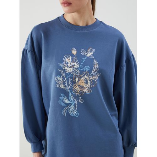 Crew Neck Floral Women's Sweatshirt Tunic