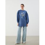 Crew Neck Floral Women's Sweatshirt Tunic