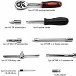 Mythco 46 Pieces 1/4 Inch Drive Socket Ratchet Wrench Set Black