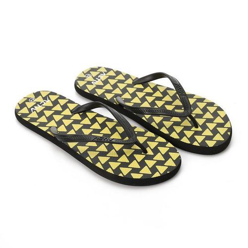 Black and Yellow Printed Slip On Flip Flop