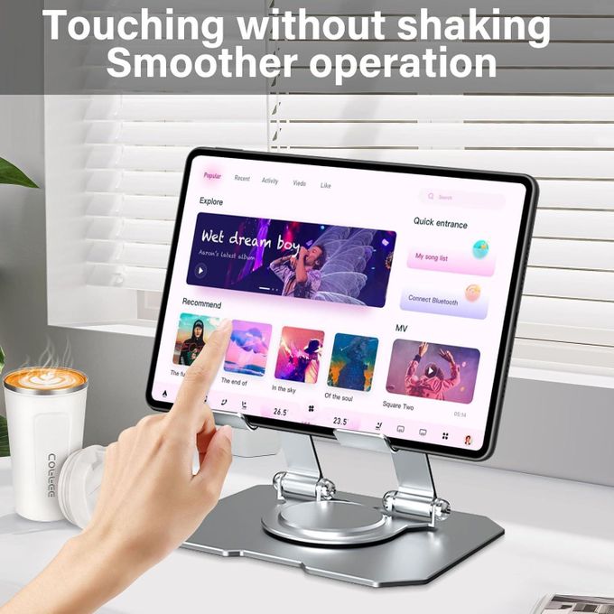 - حامل تابلت معدني قابل للطي بتعديل الارتفاع والزاوية - ستاند معدن - ستاند تابلت - حامل تليفون للمكتب