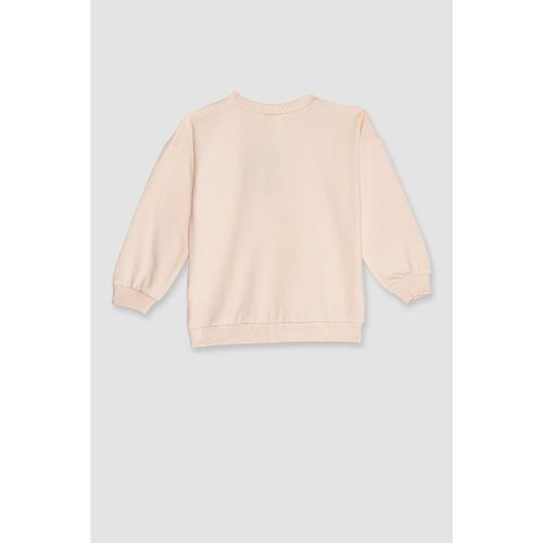 Baby Girl Bike Neck Regular Fit Sweat Shirt - Sand