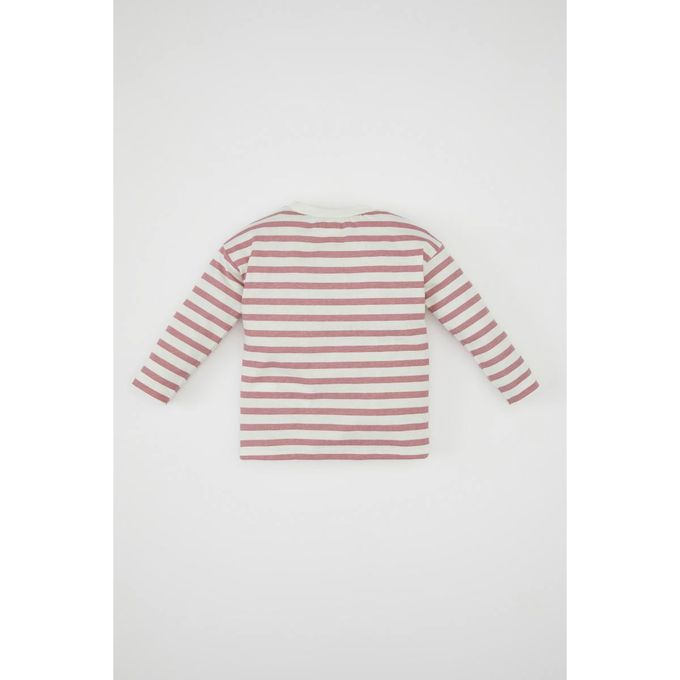 Baby Girl Bike Neck Regular Fit Long Sleeve T-Shirt - Ecru