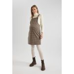 Regular Fit Checked Mini Maternity Dungarees Dress