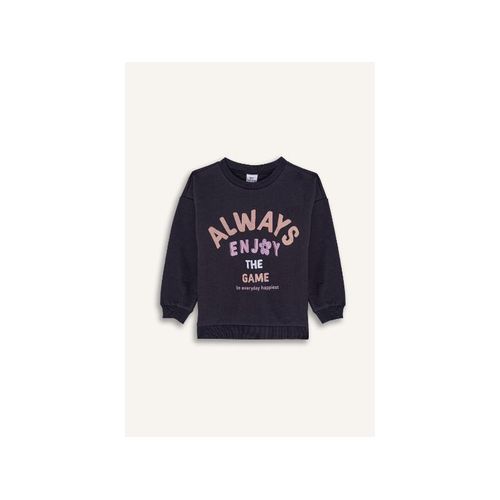 Baby Girl Bike Neck Regular Fit Sweat Shirt - Anthra