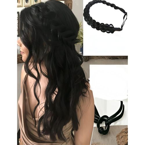 SHEIN طوق رأس صناعي قابل للتعديل مصنوع يدويًا ومضفر، مقاوم للحرارة العالية