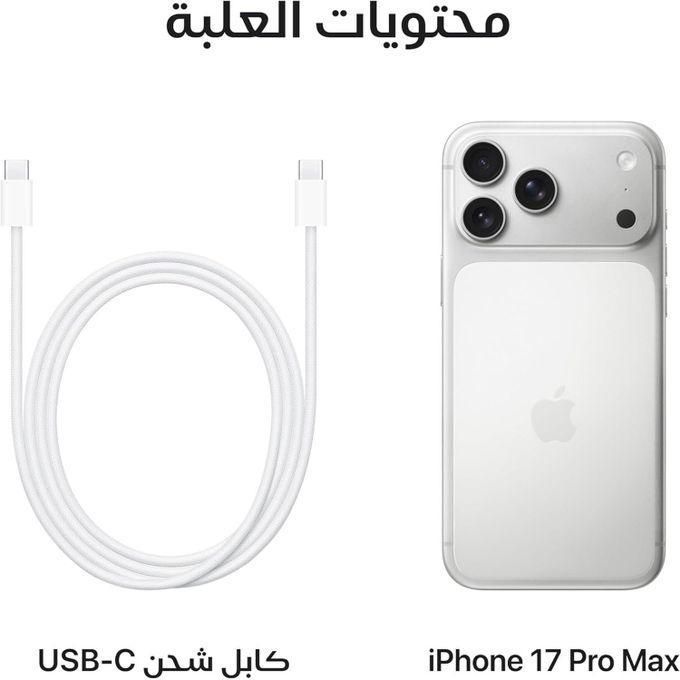 آيفون 17 برو ماكس 256 جيجابايت فضي 5G (شريحة eSim فقط) مع فيس تايم - النسخة اليابانية خالص الضرايب