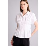 Slim Fit Jacket Collar Poplin Short Sleeve Shirt