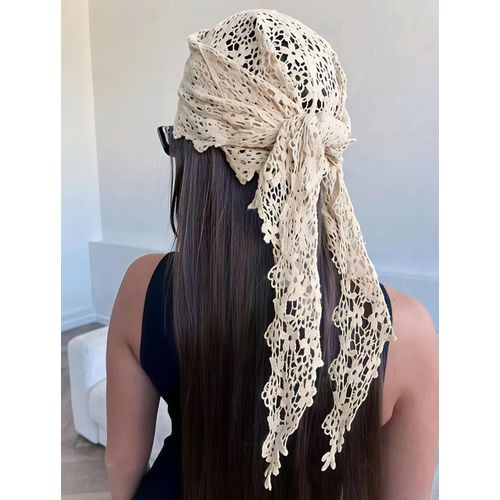 وشاح نسائي من الدانتيل الزهري قطعة واحدة،