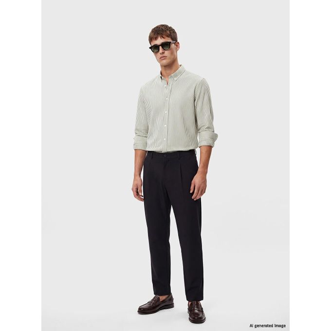 Slim Fit Striped Crinkle Fabric Men's Shirt