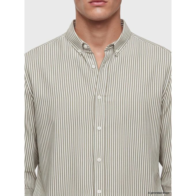 Slim Fit Striped Crinkle Fabric Men's Shirt
