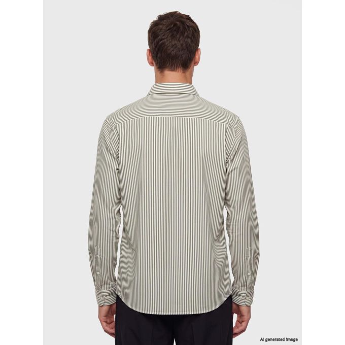 Slim Fit Striped Crinkle Fabric Men's Shirt