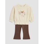 Embroidered Baby Girl's Sweatshirt And Leggings Set