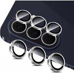 واقي عدسات الكاميرا، متوافق مع Samsung Galaxy A57/A37 5G, 9H Tempered Glass Metal Individual Ring Camera، من ألومنيوم للطيران، زجاج مقوّى، حماية ماصة للصدمات، تصميم مقاوم للخدش - فضي