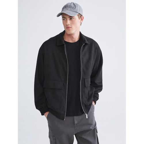 Loose Fit Collared Neck Suede Men's Jacket