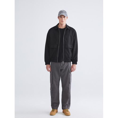 Loose Fit Collared Neck Suede Men's Jacket