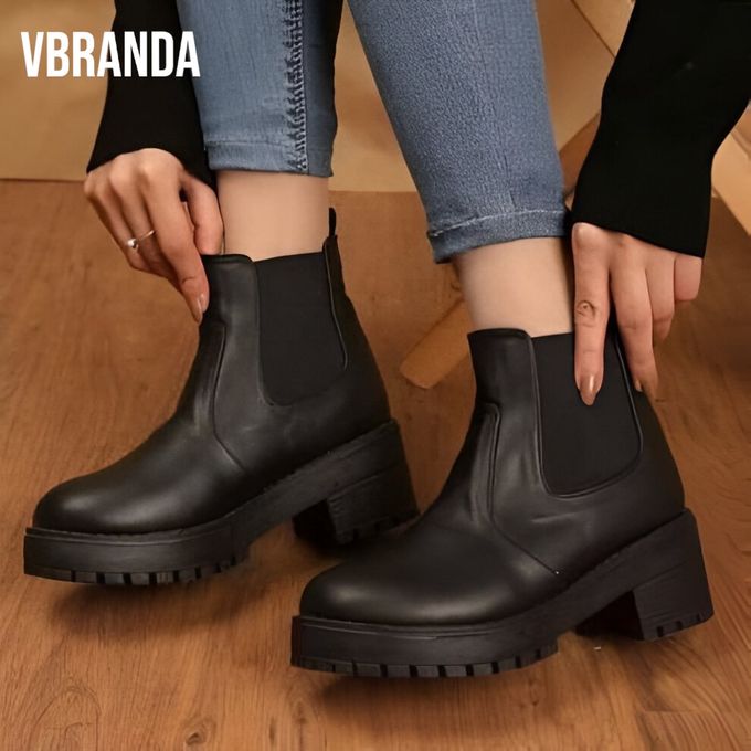 Leather Ankle Boot -B-1- Black