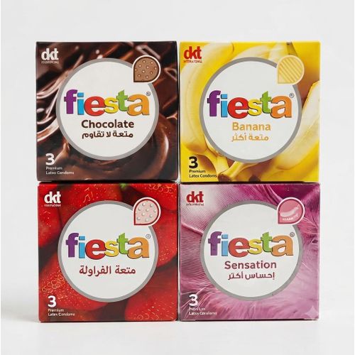 Fiesta مجموعة نكهات فييستا - 4 عبوات من 3 واقيات ذكرية